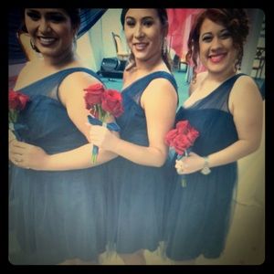 Navy Blue One Shoulder Bridesmaid Dress